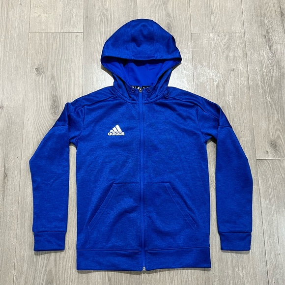 Adidas Activewear Blue Hoodie Size XS Girls Climawarm ( No Drawstrings ) - Picture 1 of 16